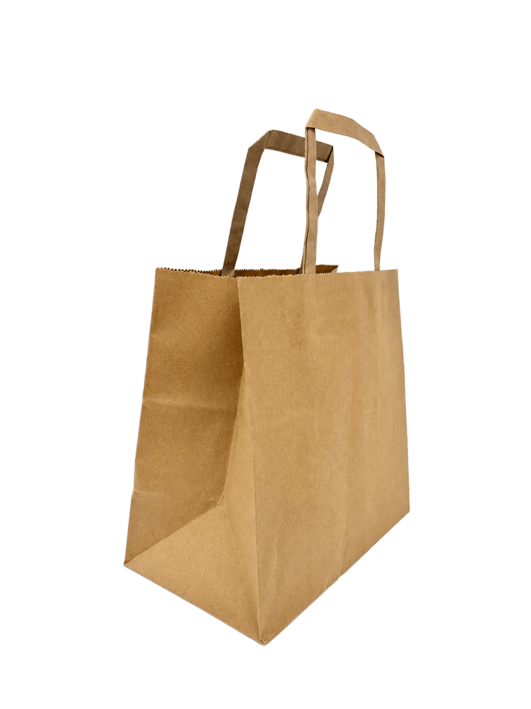 Kraft paper bag with flat paper handles